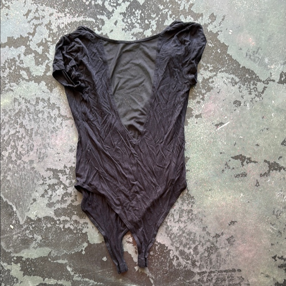 Forever 21 Gray Ruched Asymmetrical Bodysuit